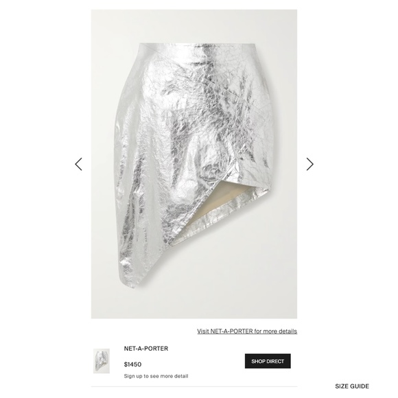 Zeynep Arcay Silver Asymmetric Crinkled-Leather Skirt US4 New With Tags - Picture 16 of 16